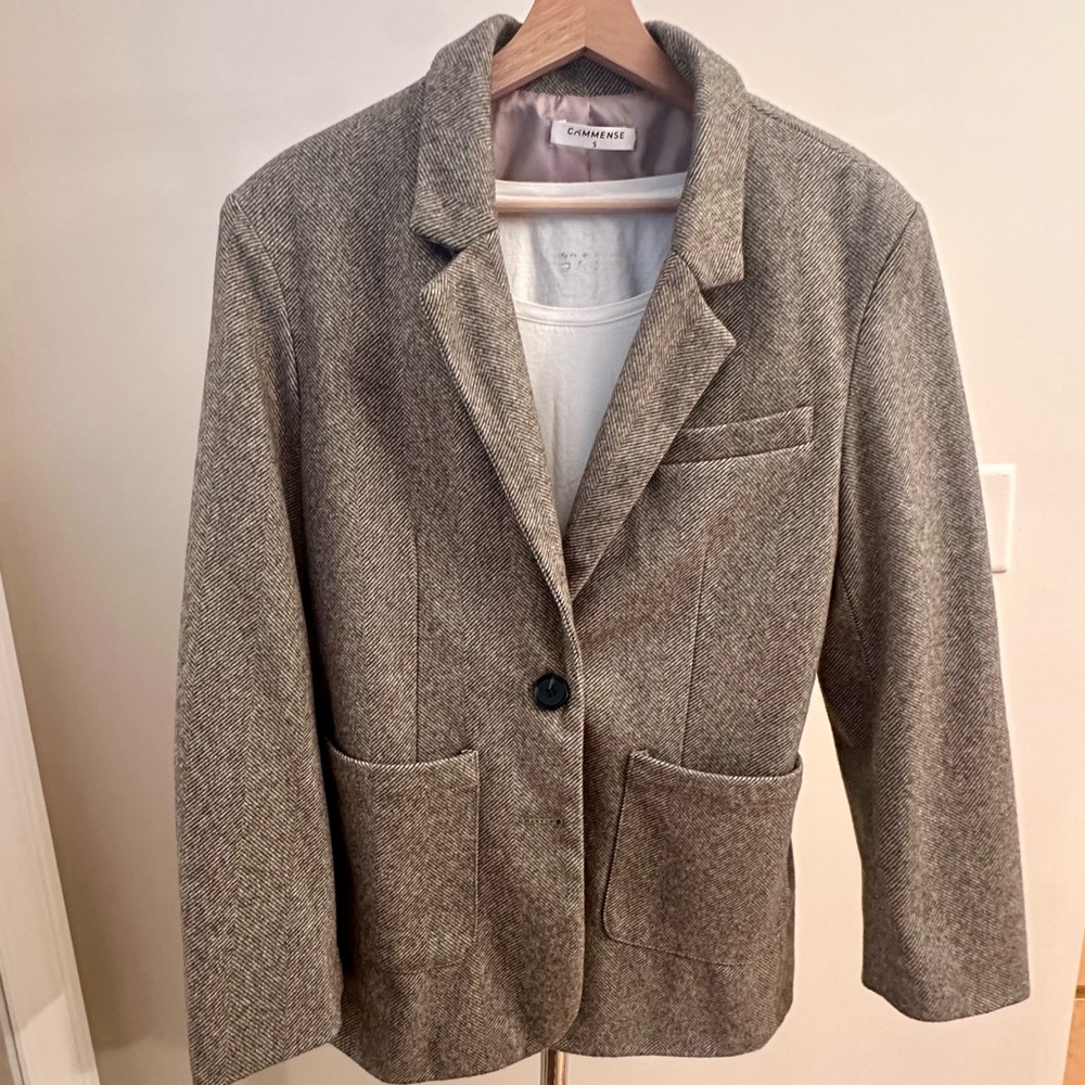 Commense Women's Vintage Style Classic Khaki/light brown Spring/fall Blazer